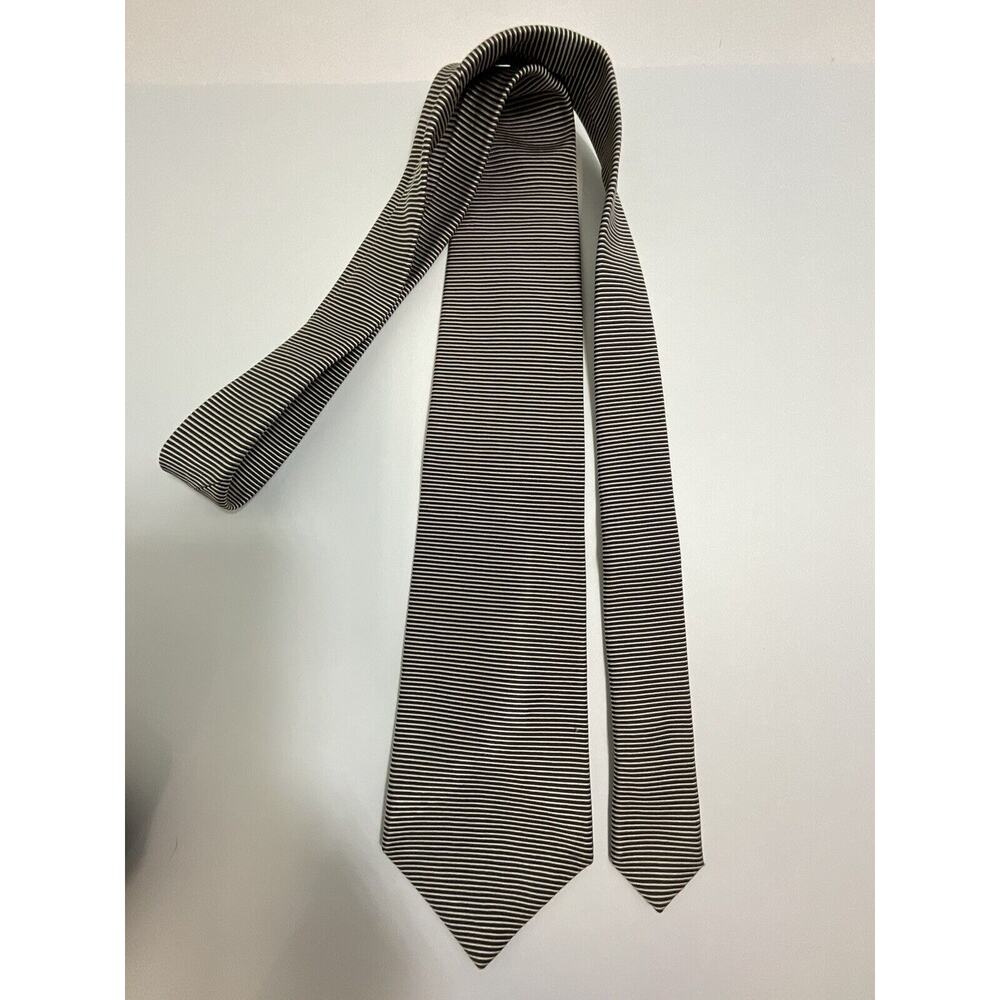 Faconnable 56” Class Silk Tie Striped Deep Blue Tipping